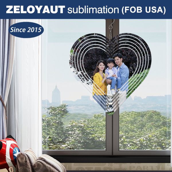 Personalized 8inch 3d Metal Heart Sublimation Wind Spinner Blank for DIY 10inch Custom logo Wind Spinner As Valentine Day Gift