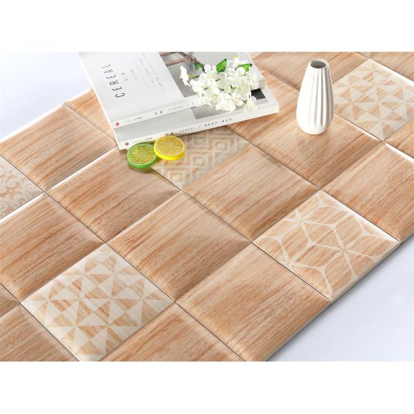 Light Yellow Wood Grain Wall Tile 152x152mm White Body Clay