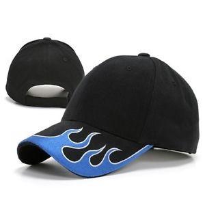 Velcro Closure Casual Baseball Caps Heavy Brushed Cotton Liquid Chrome Metal Flame Peak