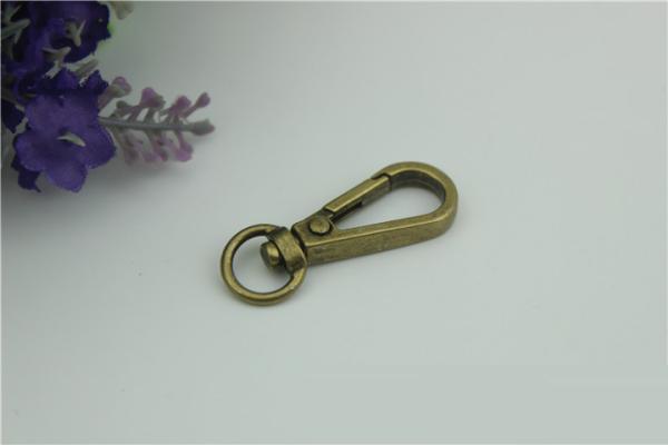 Factory direct sale metal zinc alloy 10 mm hanging brush anti brass snap hook for handbag