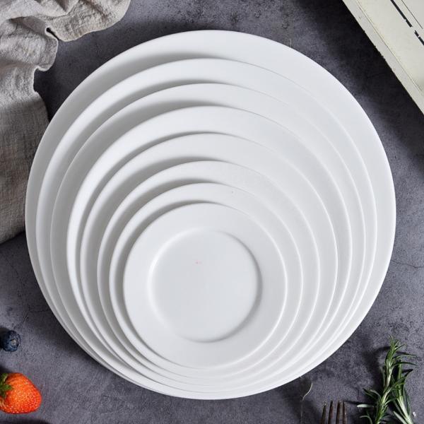 Stocked White Ceramic Dinner Plates for Restaurant Hotel Dinnerware Collection