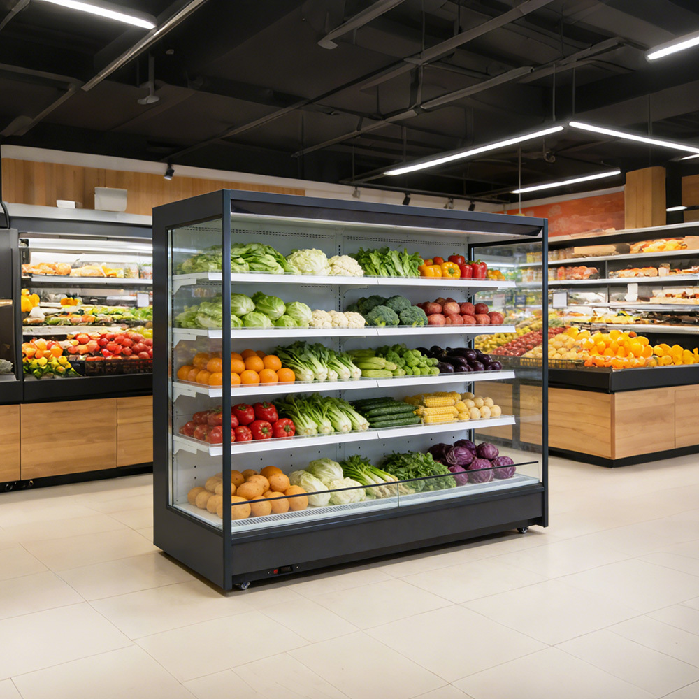 Open Multideck Cooler with Cyclopentane Full-Foaming Insulation Optimized Air Curtain and Precision Control for Commercial Chiller Refrigeration