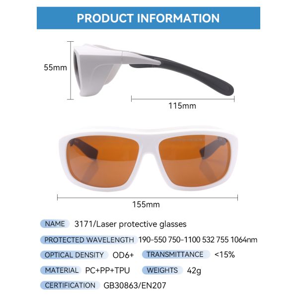 PROTECTION LASER laser protection Laser protective lenses laser protection safeti glasse LASER PROTECTOR 190-550nm 750-1100nm 532nm 755nm laser protective glasses laser glasses glasses for laser