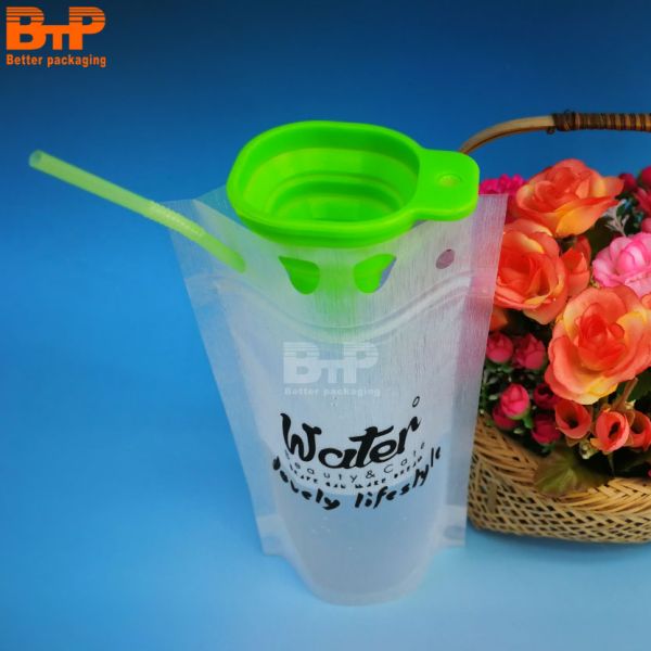Customized 16oz 350ml 500ml Disposable Beverage/fruit Juice Pouch Round Corner Drink Packaging Plastic Zipper Bag