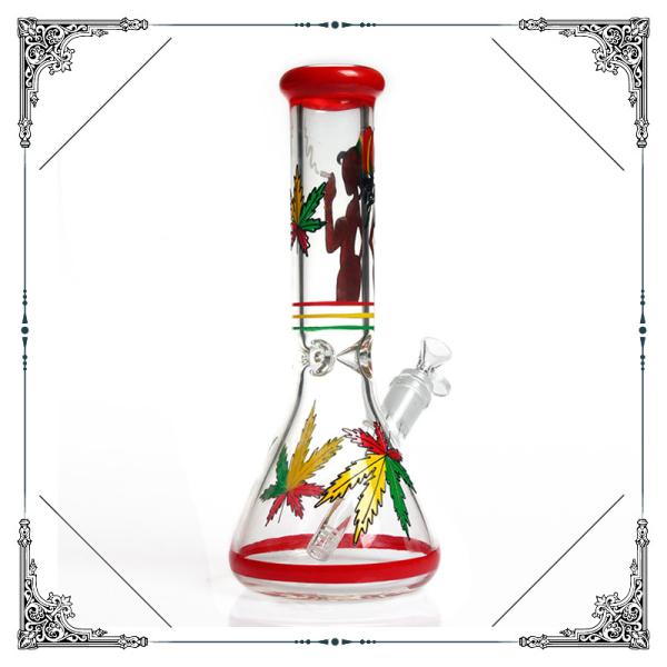 Smoking Glass Bongs 13.5 Inches Height With Hand Drawing Belle Art