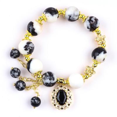 12mm Black And White Zebra Jasper Healing Bead Bracelets For Meditation