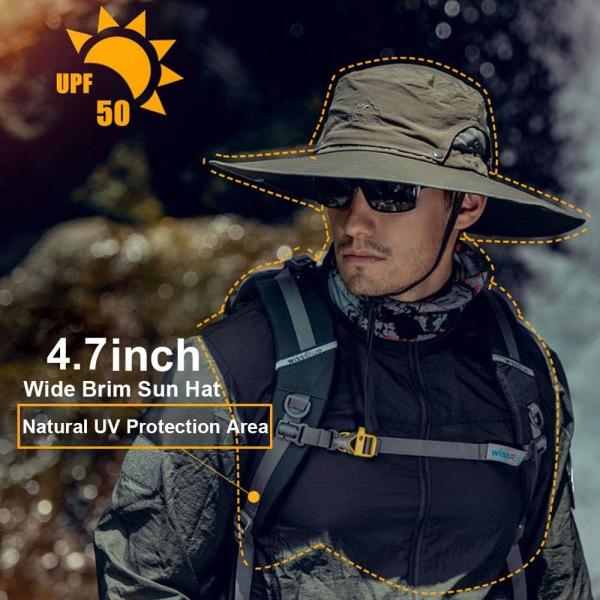 Wide Brim Bucket Hat Foldable Boonie Hat for Fishing Hiking Garden Safari Beach Breathable for Fishing, Hiking, Camping