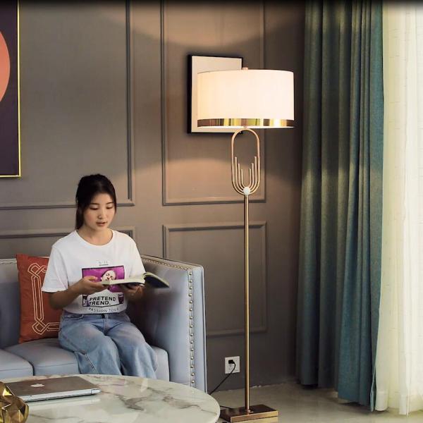 Creative U Shape Metal Tubular Floor Lamp Phnom Penh Lampshade Gold Floor Lamp(WH-MFL-24)