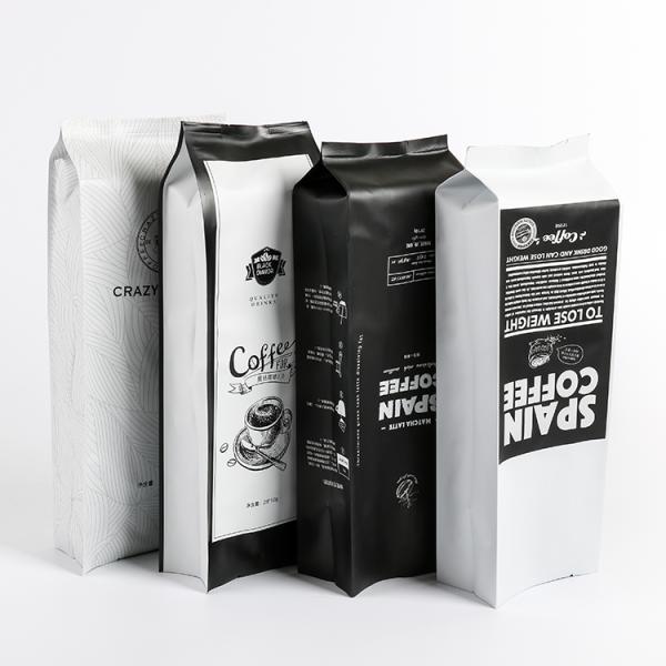 250g Black Silver Plastic Coffee Bags Four Eight Sealed Aluminum OEM Printing