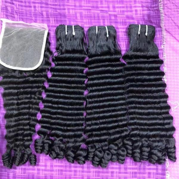 Cheveux Double Drawn Human Hair Weaves Funmi Bouncy Curls Bundle