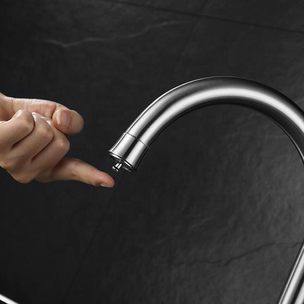Elegant Water Long Spout Chrome Sink Kitchen Faucet Tap with Strong Cleaning Function