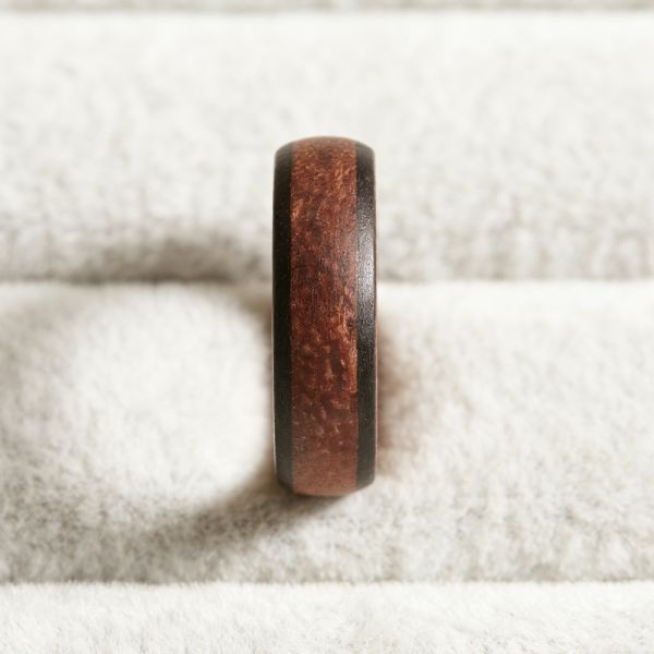 8mm Lightweight Wooden Wedding Band with Handcrafted Finish and Eco-friendly Wood Material