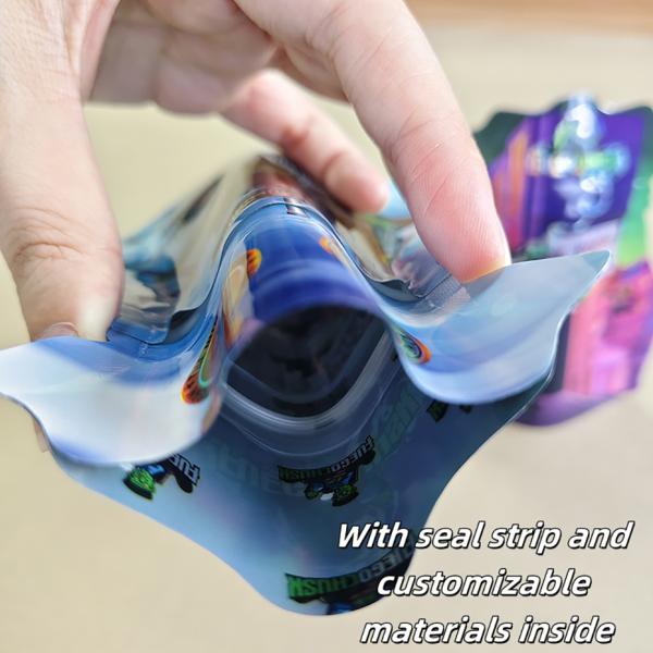 Child Resistant Stand-up Pouches Unique Contour Design Medical-Grade Recyclable Materials.