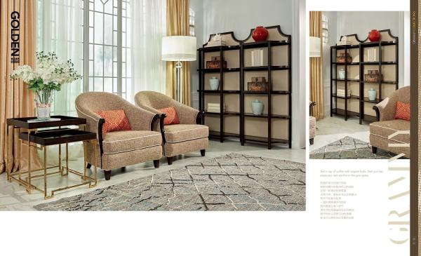 Luxury house furniture of Living room set Tall cabinets in Stainless steel legs with Wood casa