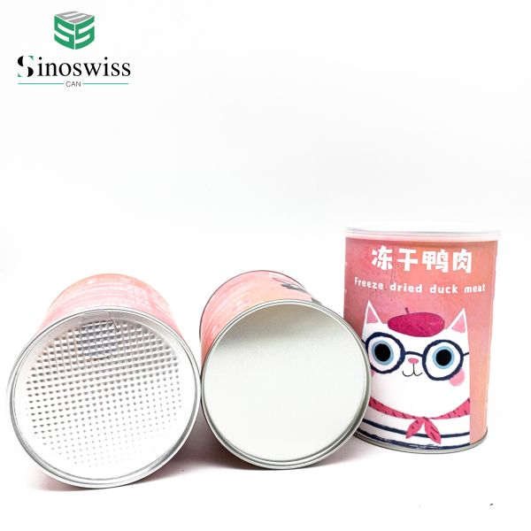 Recyclable Cylinder Pet Food Paper Cans Packaging With Easy Open Cover OEM Logo