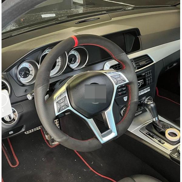 Mercedes Benz C220 C Class E Class E212 E250 E350 A45 AMG W204 W212 C350 Suede Hand Sewing Steering Wheel Cover