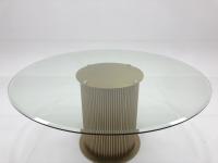 Living Room Furniture Round Glass Top Steel Base Dinning Table For Home And Restaurant