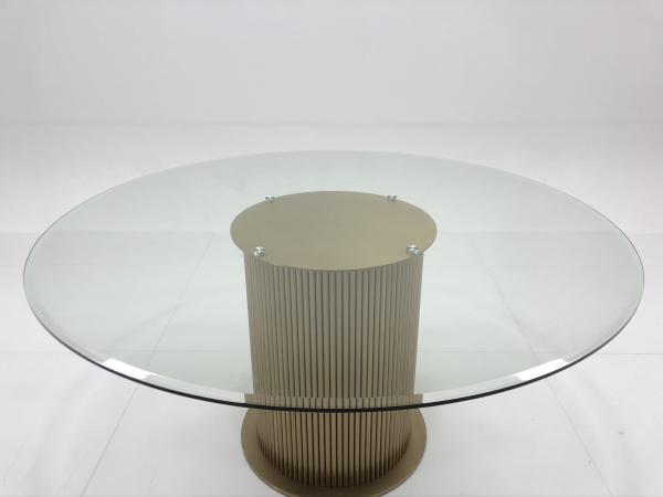 Living Room Furniture Round Glass Top Steel Base Dinning Table For Home And Restaurant