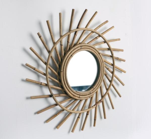 Handmade Craft Design Home Modern Lovely Woven Framed Wall Wood Wicker Willow Rattan Mirror Home Decorations