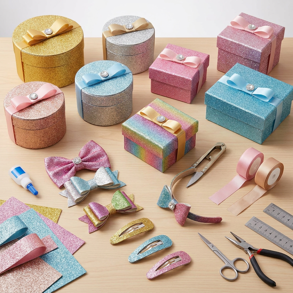 Hexagon Glitter Faux Leather Sheets for Jewelry Box Packaging and DIY Craft Material