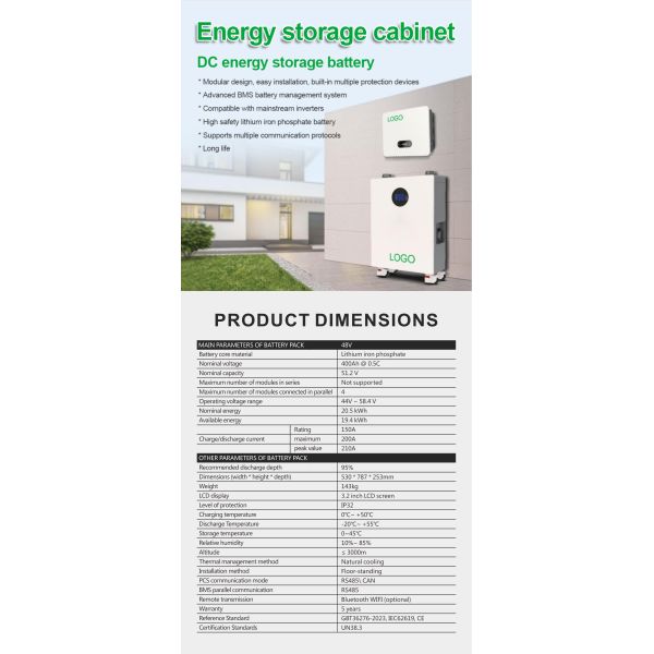 IP32 BMS Household Energy Storage Cabinet Batteries 48V 400AH