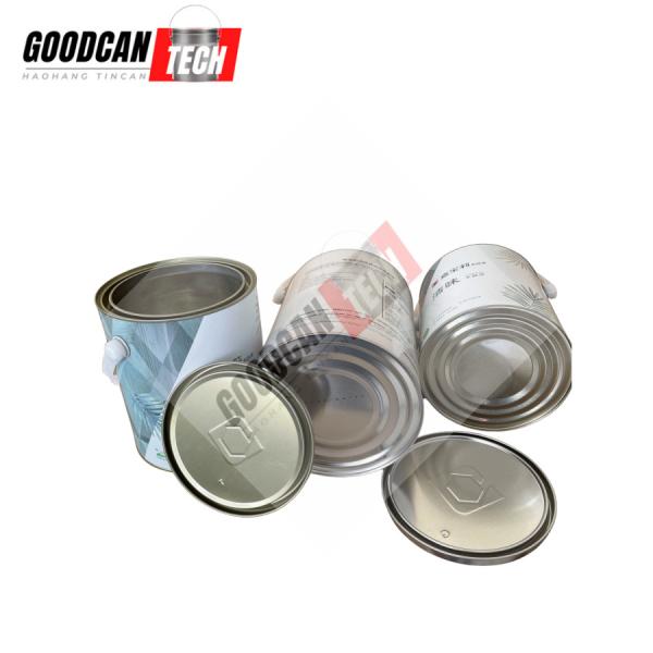 Round 1 Gallon Metal Can 4liter OEM With Handle Carpoly Printing Metal Cover