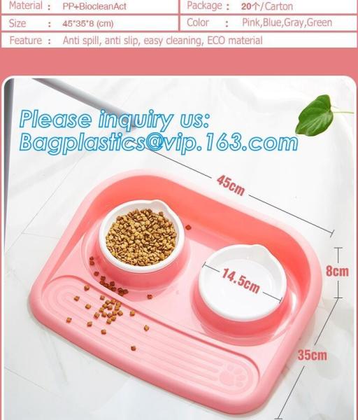 Pet Dog Bowls 2 Stainless Steel Dog Bowl No Spill Non-Skid Silicone Mat Pet Food Scoop Water and Food Feeder Bowl