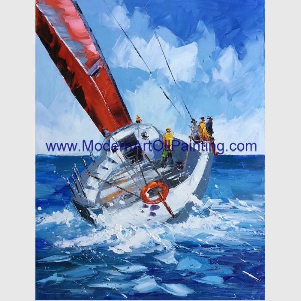 Palette Knife Ship Paintings On Canvas Abstract Boats For Companies Clubs