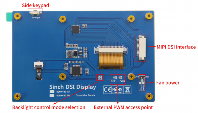 800x480 IPS TFT Screen 5 Inch Raspberry Pi Touch Display YQ84-5DSI