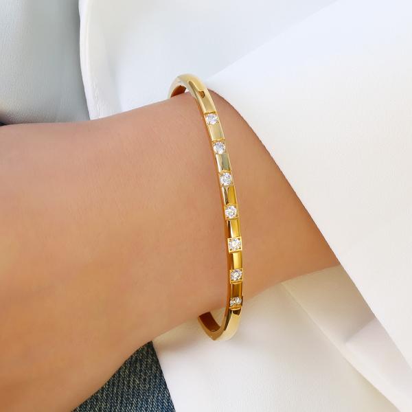 Jewelry CZ Hinged Oval Cuff Bangle Bracelet For Women Girl Christmas Gift Couple