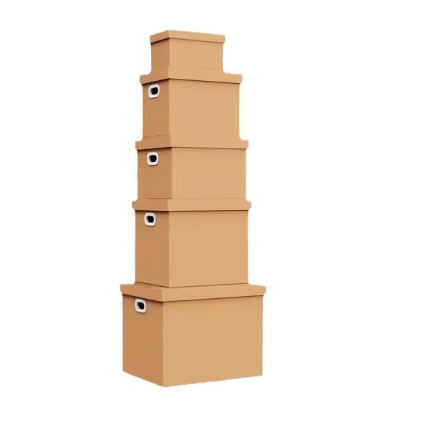 Spot Kraft paper Corrugated Cardboard Shipping Box with Large Capacity Moving and Packing Storage Clothes Toys Miscellaneous Items Sorting with Lid Boxes
