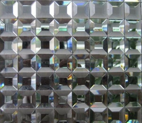 Decorative Silver Metallic Floor Tiles , Solid Mirror Metallic Mosaic Bathroom Tiles