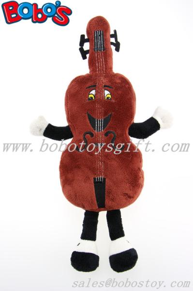 Chocolate Custom Plush Violin Mascot Animal With Client's Embroidery Logo