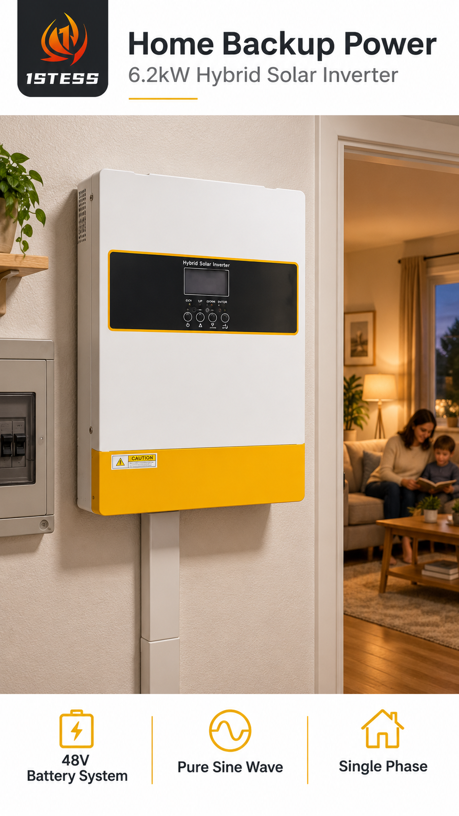 1stess 6.2kW 48V Hybrid Solar Inverter With 120A MPPT Charger