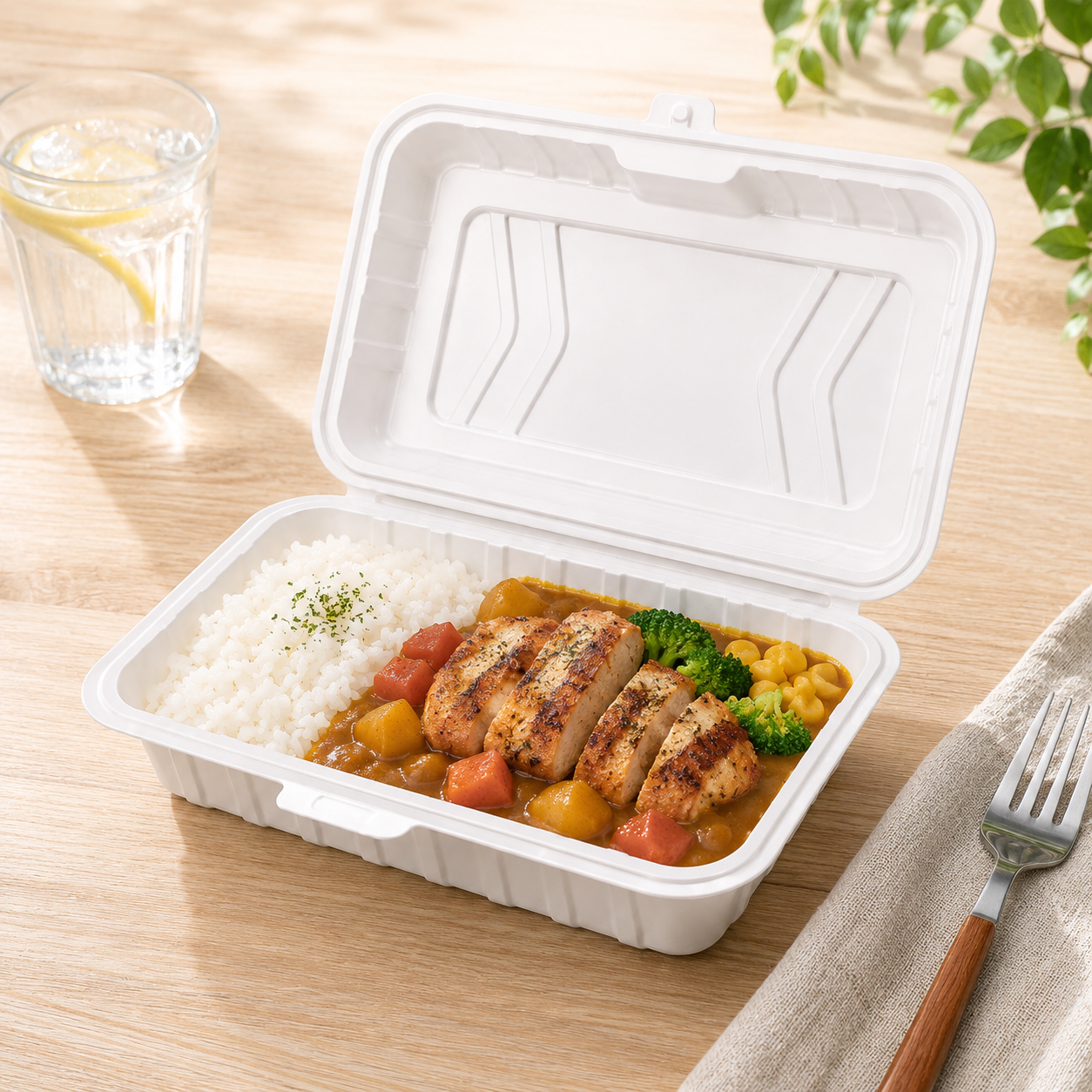 Microwave Safe PP Clamshell To Go Containers 1200ml For Generous Meals Catering
