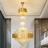 Golden Luxurious Elegante Grand Noble Sparkling Soft Lighting Design LED Cristal Lustreiro