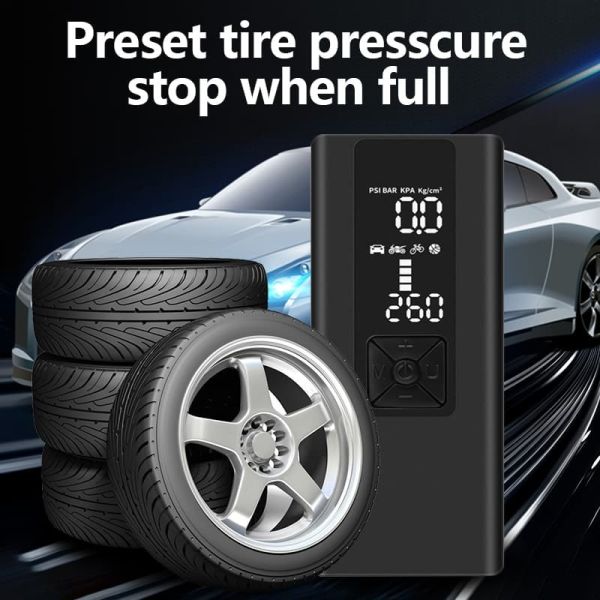 Emergency Car Tire Inflator 12V Car Tire Pump With Power Bank Function