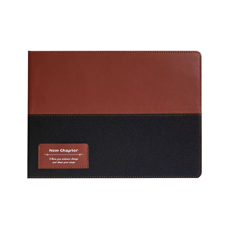 Two-Tone PU Leather Hardcover Notebook Journal With Back Pocket