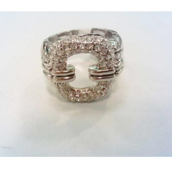 (R-78) Fashion Jewelry Silver Plated Square Pave Clear Cubic Zircon Ring