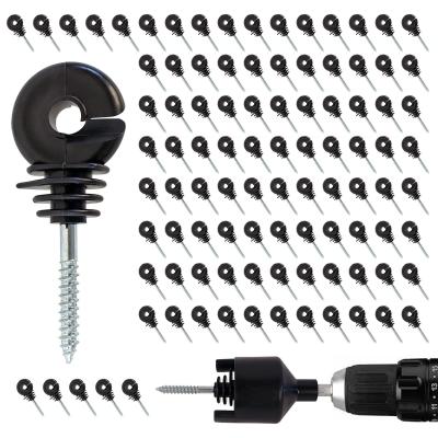 Self-Tapping Insulator Electric Fence Insulators Screw-In Wood Post Insulator With Insulator Socket Tool (Fit For Electric Drill)