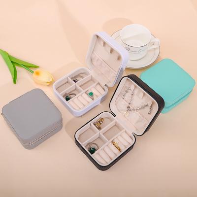 Floating Effect PU Leather Jewelry Box , Zipper Travel Jewellery Case Multi Function