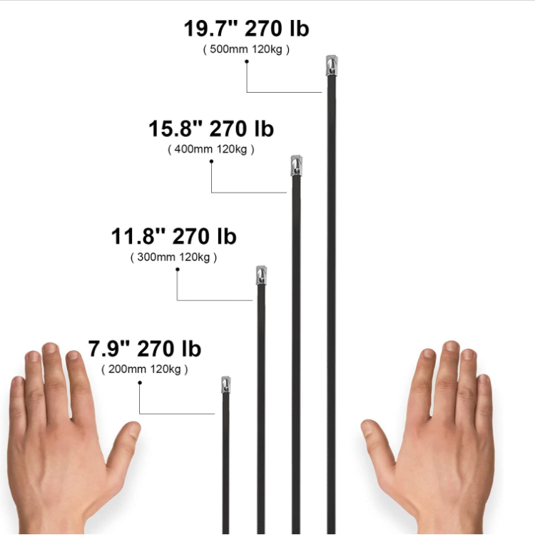 4.6*400mm Heavy Duty Metal Cable Ties SS316 Corrosion Resistance