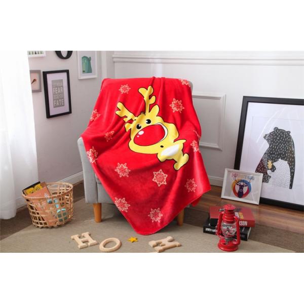 Christmas Flannel Screen Printed Blanket , Warm Polyester Kids Animal Blankets