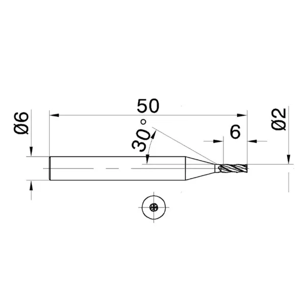 65HRC 4 Flutes 2mm Tungsten Carbide Endmill for Hard Steel