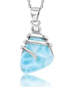 S925 Sterling Silver Larimar Stone Pendant Necklace Starfish Necklace for Women