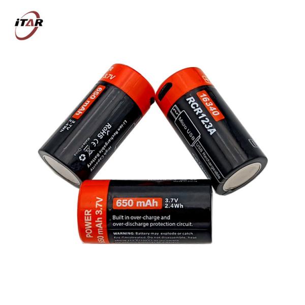BMS 16340 Li Ion Rechargeable Batteries 3.7V 700mAh For Electronic Fans