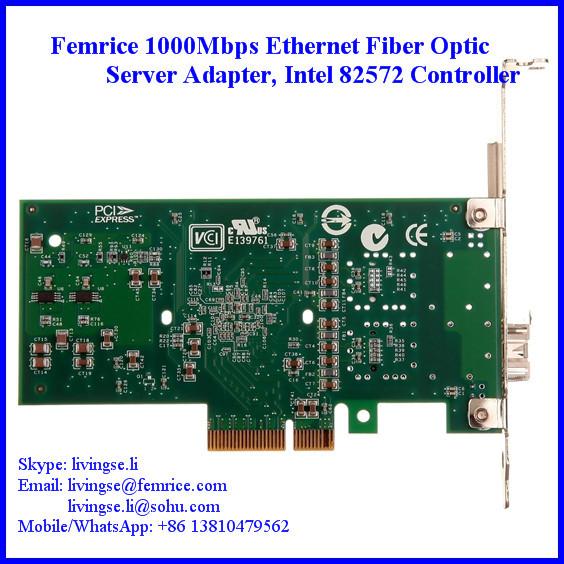 1 Gbs 1 Port Server Network NIC Cards, Intel 82572 Chipset, SFP Slot*1, PCI Express x4, LC Fiber, Femrice 10001PF