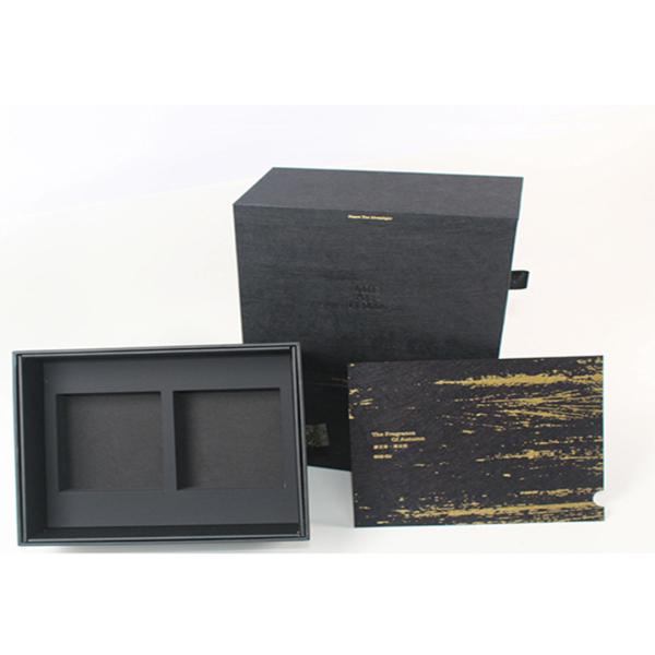 Black Luxury Paper Gift Box Packaging For Cosmetic Lotion Bottles With Foam