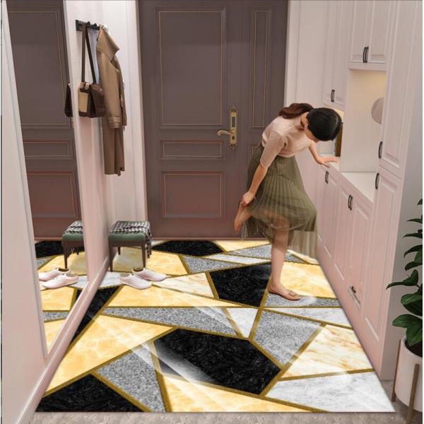 Rectangle Crystal Velvet Floor Carpet Rug Household Door Marble Entry Mat