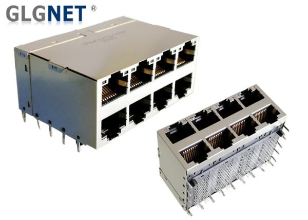 4 Channels 10G LAN RJ45 Modular Connector 2x4 Stacked Port Configuration No Spring